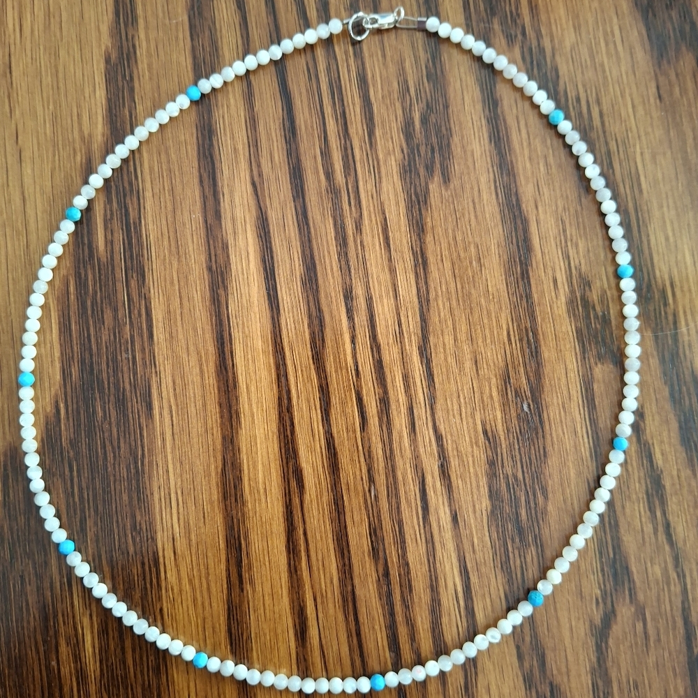 Mother Of Pearl and Turquoise Beaded 18" Necklace